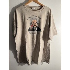 Anvil Tan Albert Wine-Stein Drink a few glasses become a genius.. Mens 2X Tshirt